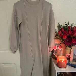 Elegant Beige Sweater Dress